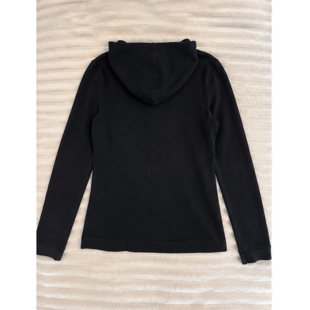 BCBG Womens Black Embroidered Zip Front Hoodie Sweater XL - Picture 7 of 8